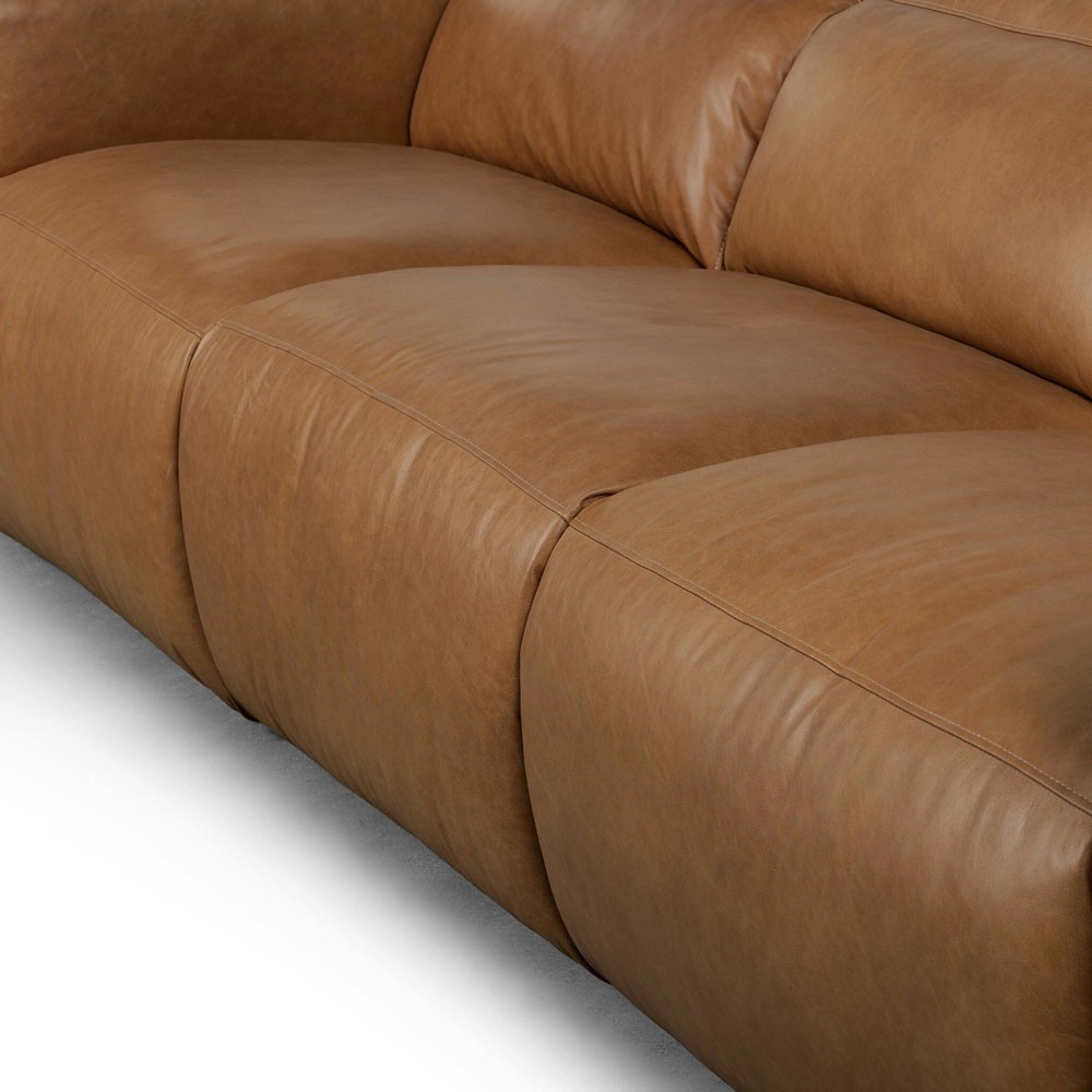 Radley Modern Classic Brown Leather 3 Piece Reclining Sectional - 121"|