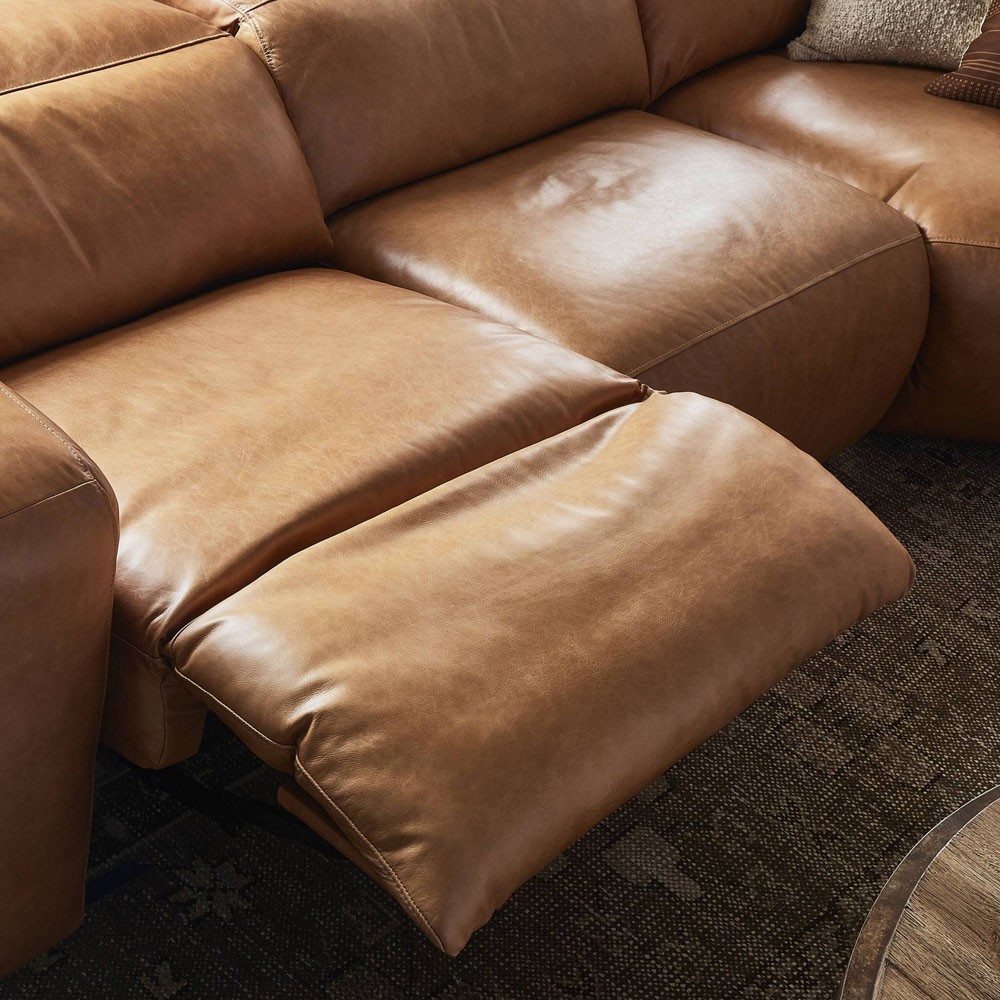 Radley Modern Classic Brown Leather Corner Reclining Sectional - 126"|