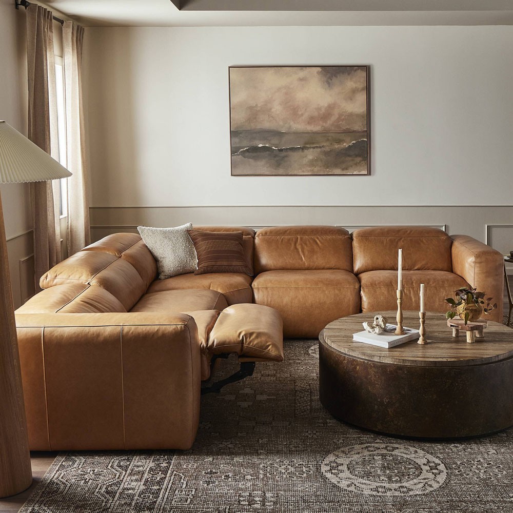 Radley Modern Classic Brown Leather Corner Reclining Sectional - 126"|