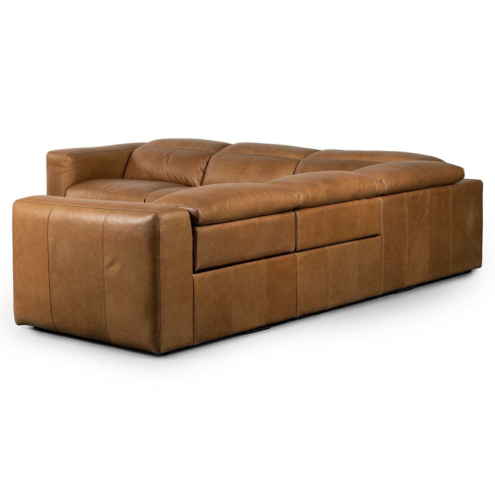 Radley Modern Classic Brown Leather Corner Reclining Sectional - 126"|