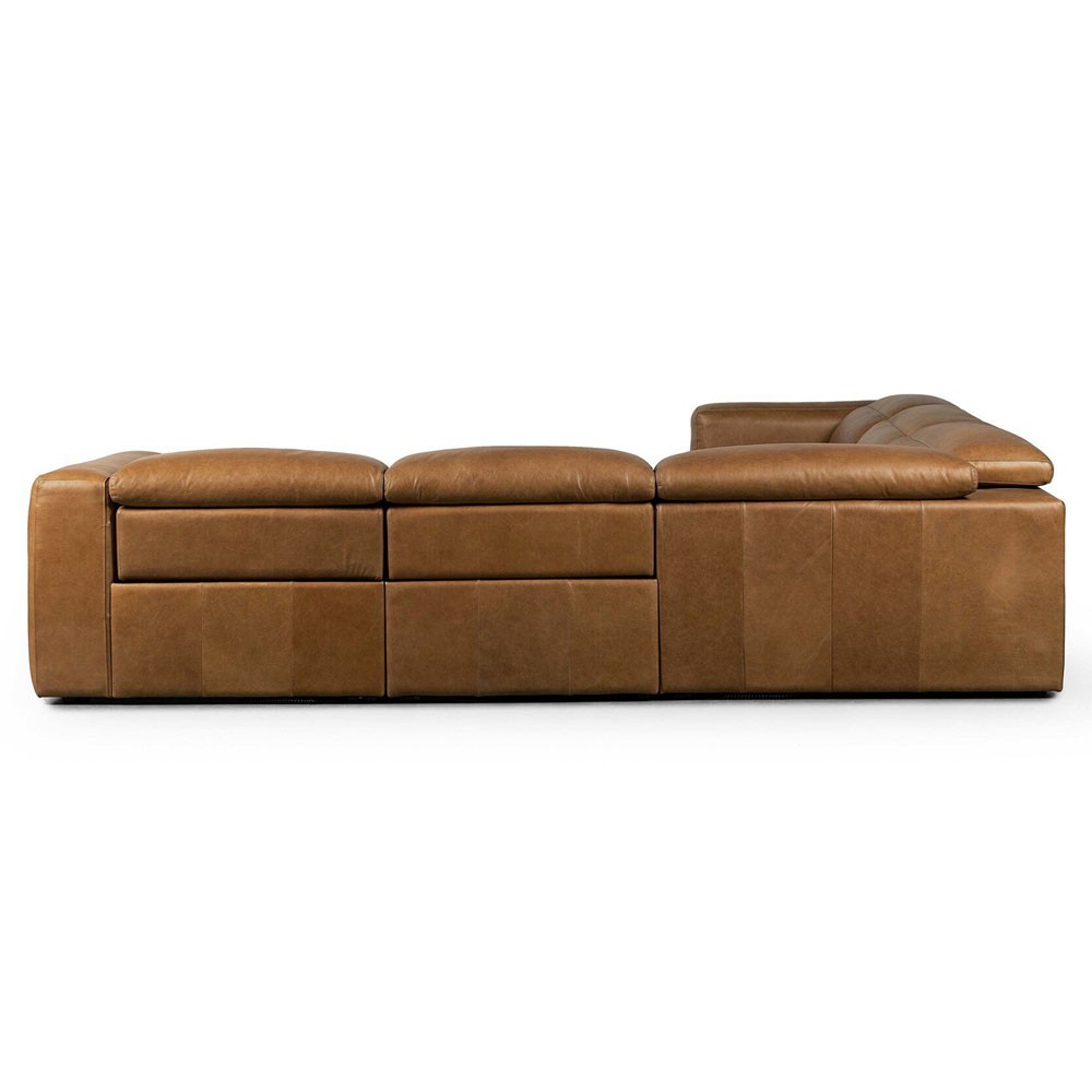 Radley Modern Classic Brown Leather Corner Reclining Sectional - 126"|