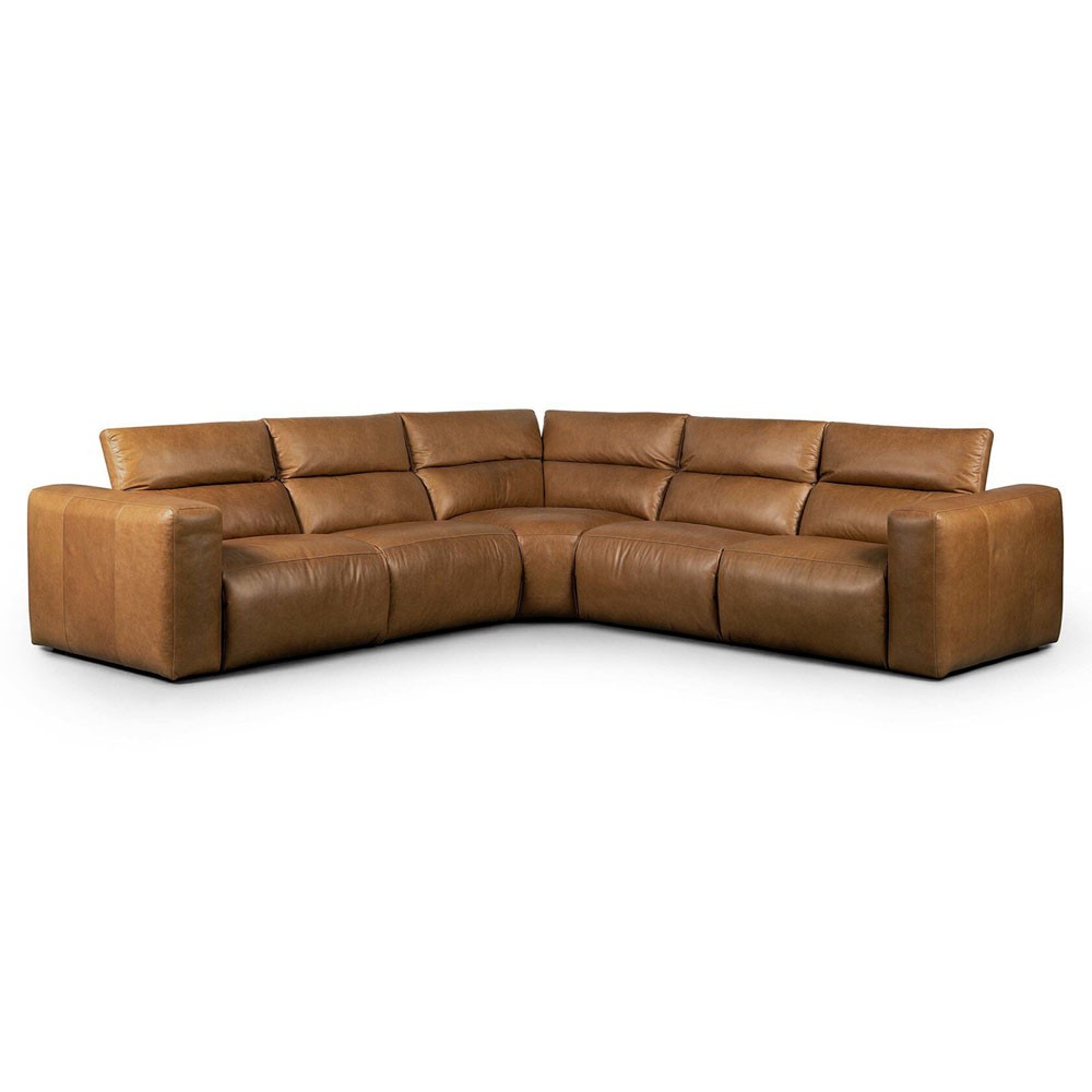 Radley Modern Classic Brown Leather Corner Reclining Sectional - 126"|