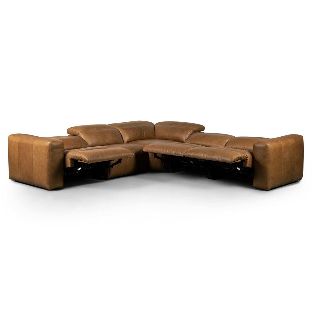 Radley Modern Classic Brown Leather Corner Reclining Sectional - 126"|