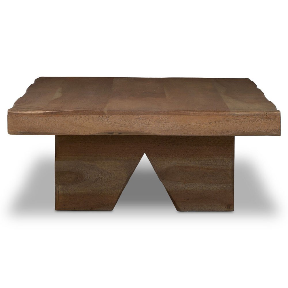 Reid Rustic Lodge Worn Brown Acacia Wood Rectangular Coffee Table|