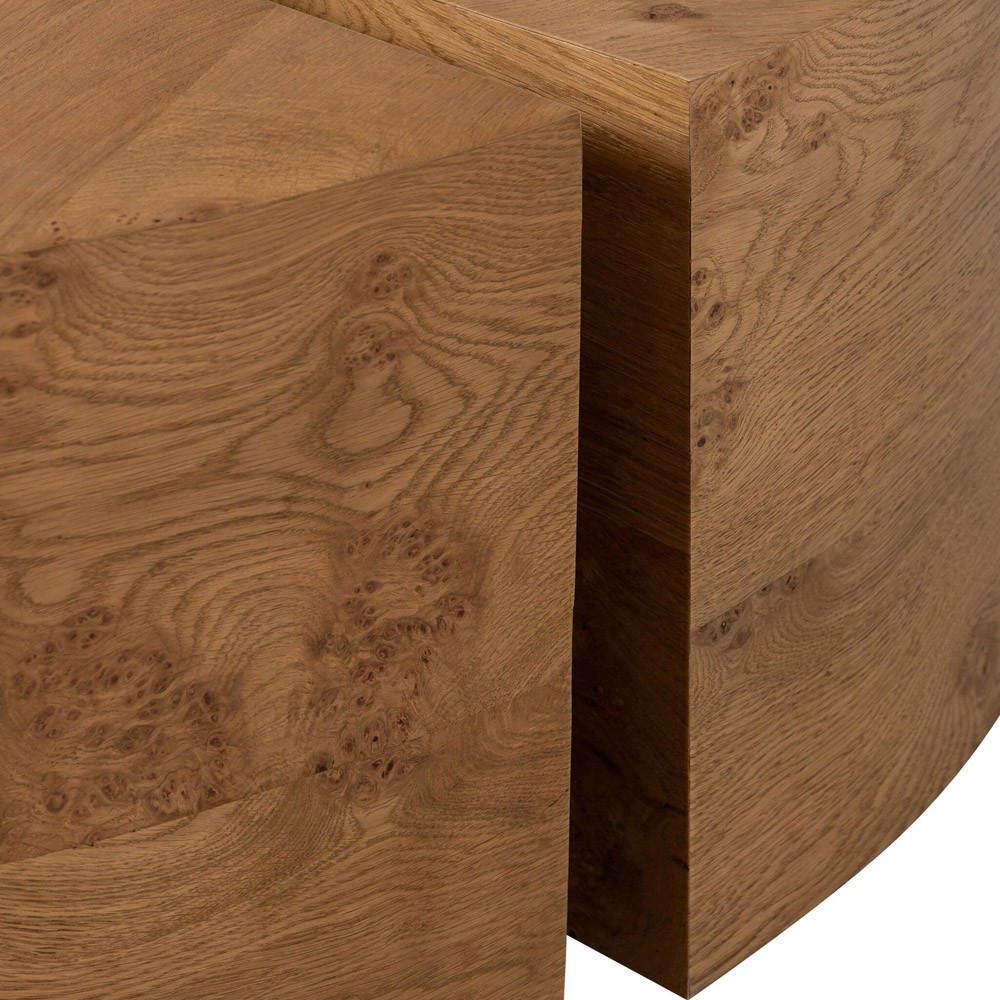 Rue Modern Classic Brown Burl Round Coffee Table|