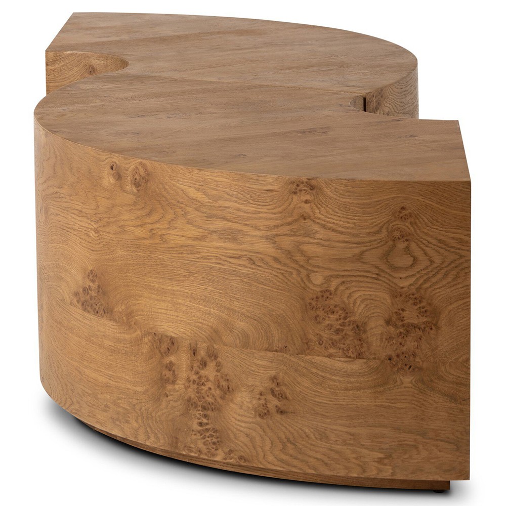 Rue Modern Classic Brown Burl Round Coffee Table|
