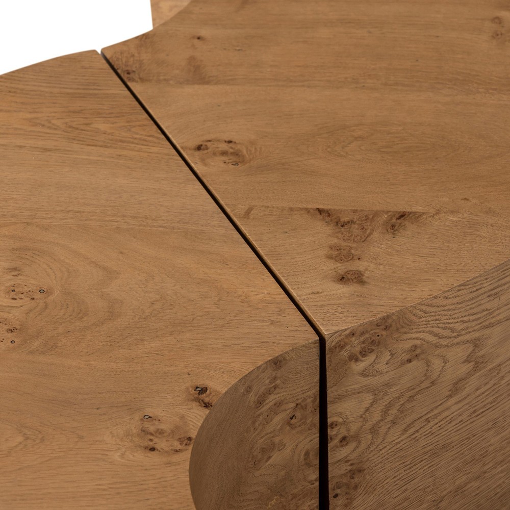 Rue Modern Classic Brown Burl Round Coffee Table|