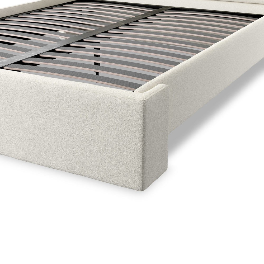 Sophia Modern Classic Cream Boucle Wingback Bed - Queen|