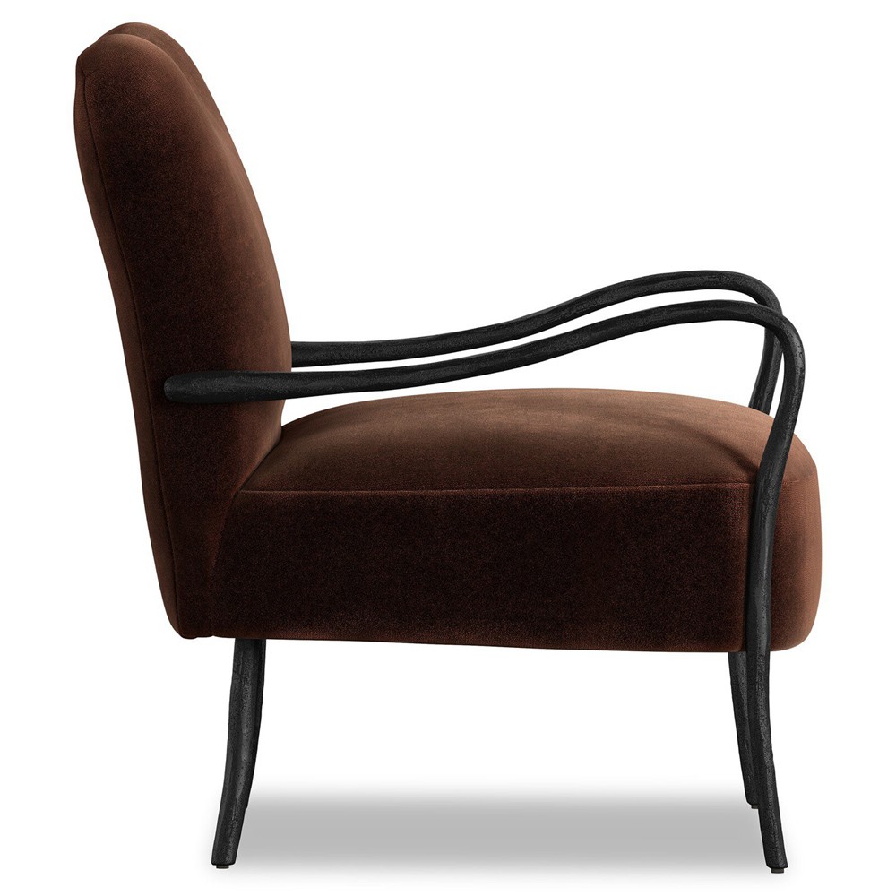 Tarah Monte Chocolate Velvet Arm Chair|