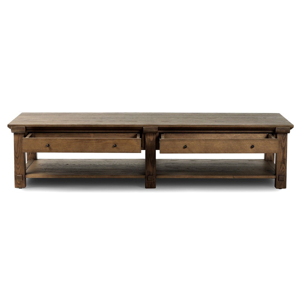 Gavin Rustic Lodge Brown Oak Rectangular Storage Coffee Table|