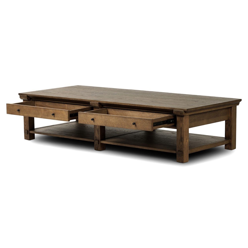Gavin Rustic Lodge Brown Oak Rectangular Storage Coffee Table|
