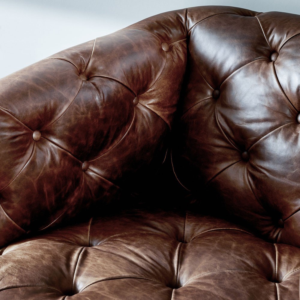 Paul Modern Classic Brown Leather Swivel Tufted Chair|