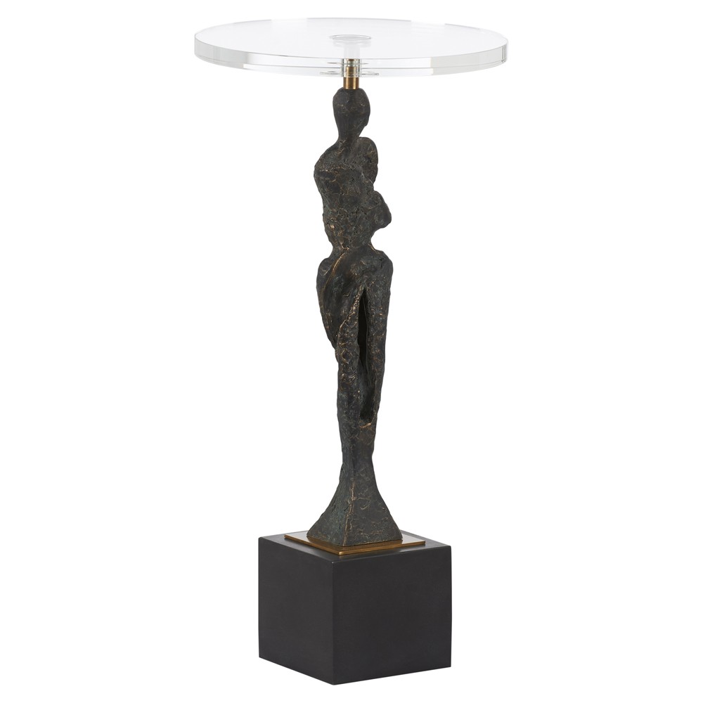 Giveon Updated Traditional Dark Bronze Figure Round Drink Table|