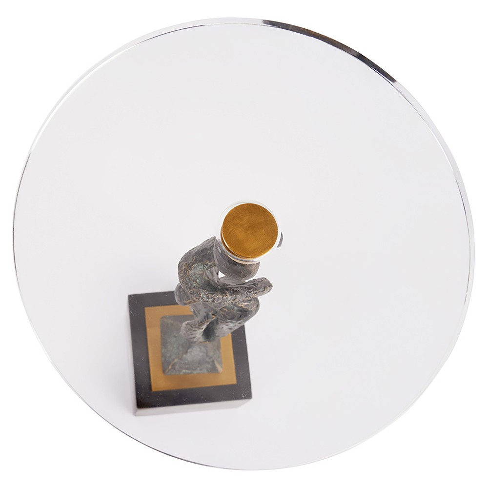 Giveon Updated Traditional Dark Bronze Figure Round Drink Table|