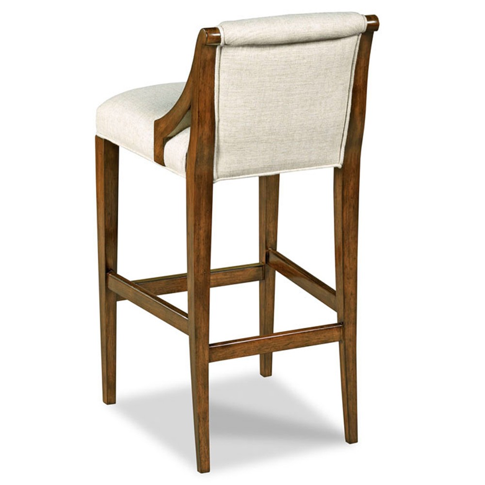 Evelyn Updated Traditional Cream Upholstered Bordeaux Wood Counter Stool|
