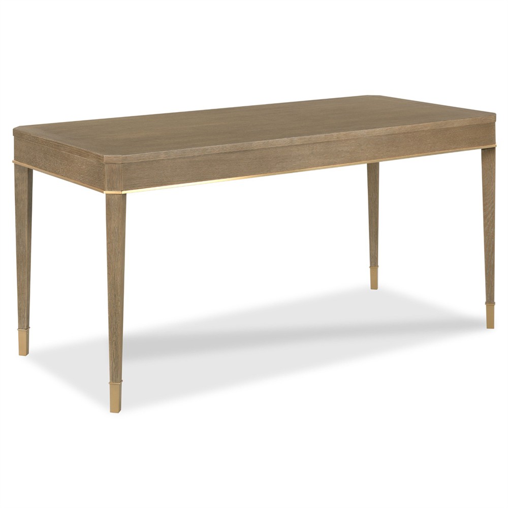 Livingston French Country Vintage Brown Oak Writing Table|