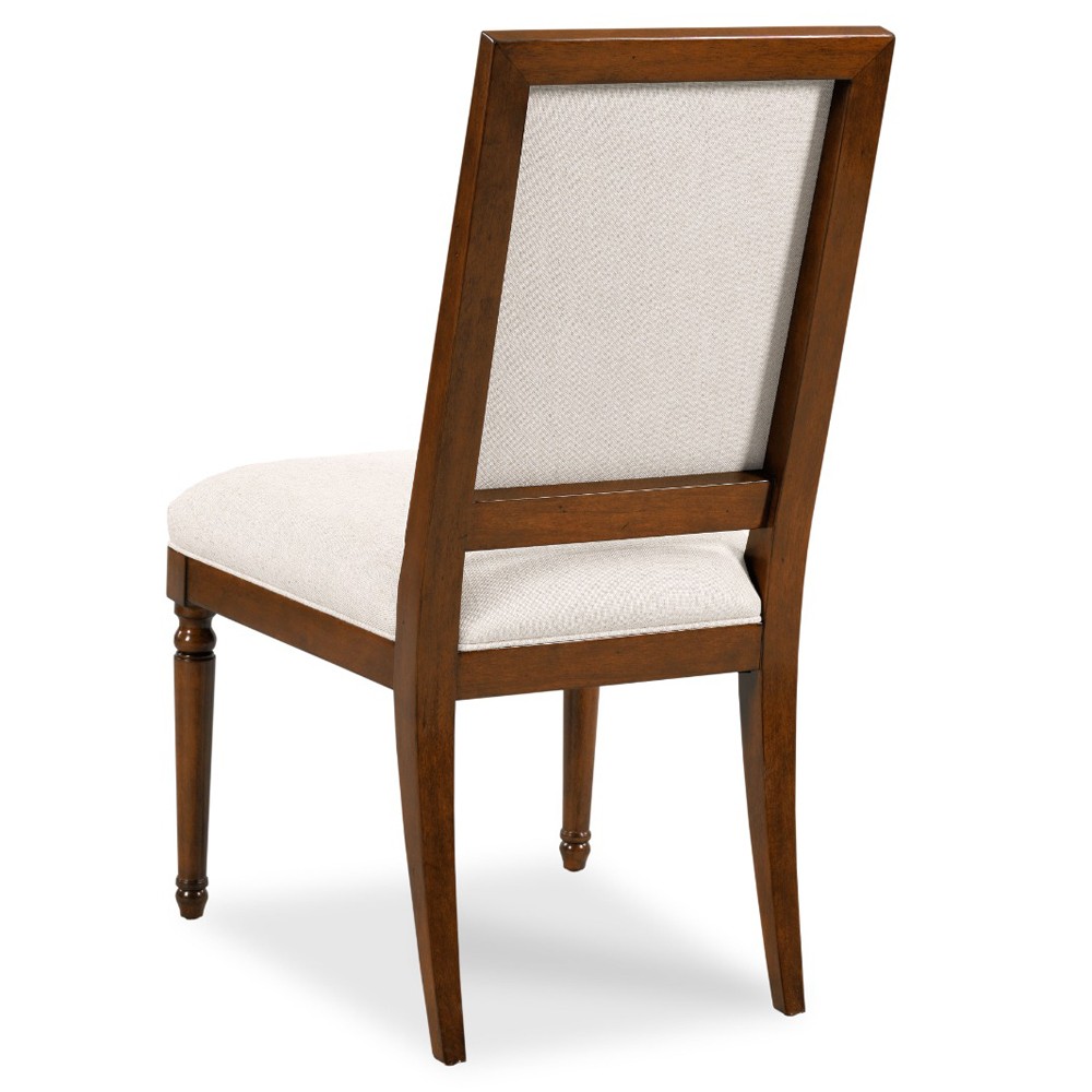 Alexander Updated Traditional Cream Linen Brown Wood Dining Chair|