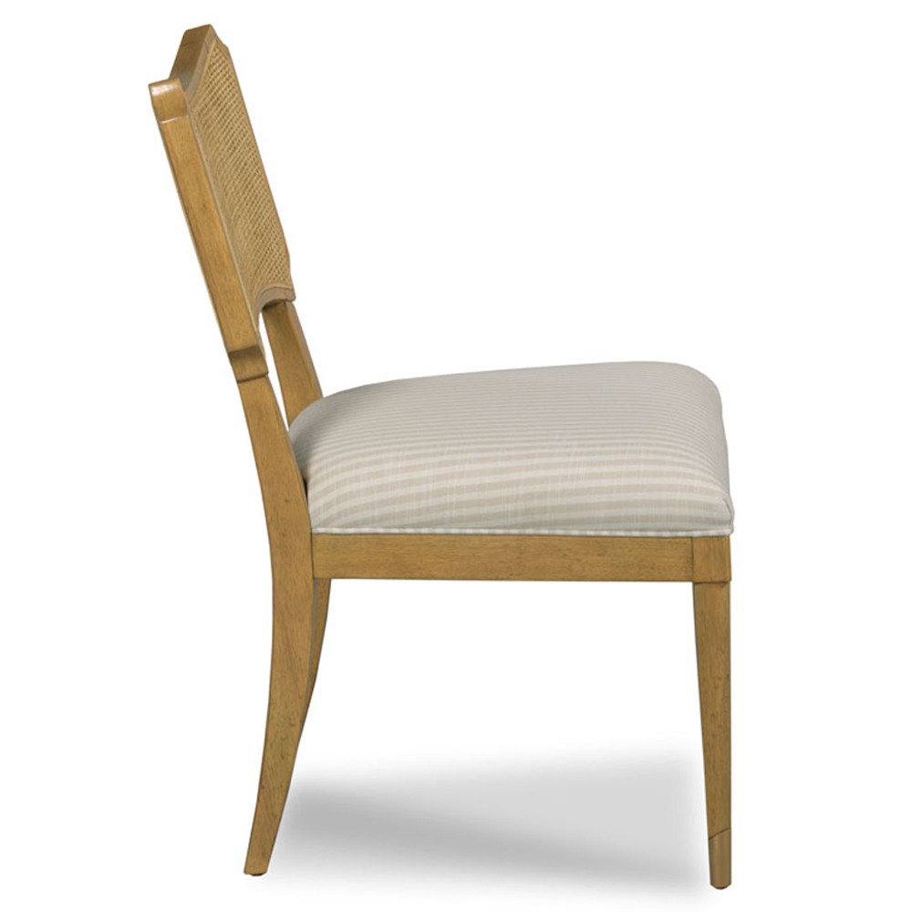Powers French Country Cream Stripe Cane Auden Brown Wood Dining Chair|