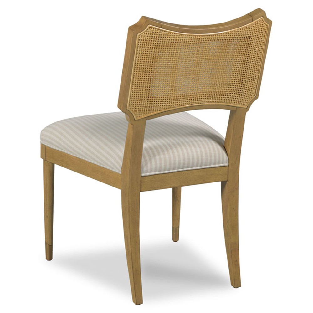 Powers French Country Cream Stripe Cane Auden Brown Wood Dining Chair|