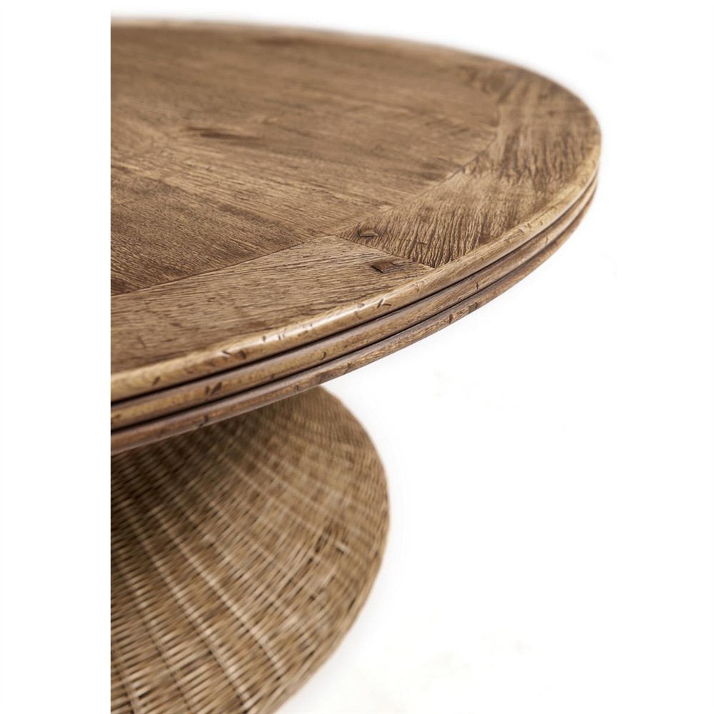 Camila Coastal Beach Brown Woven Rattan Round Coffee Table 41