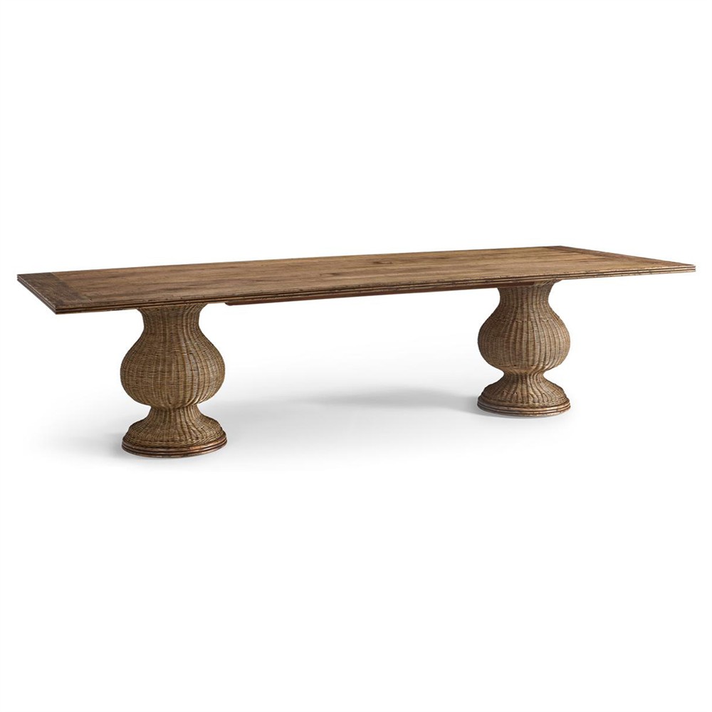 ダイニングテーブル Medea Rattan table Camila Coastal Beach Brown Woven Rattan Rectangular Dining Table
