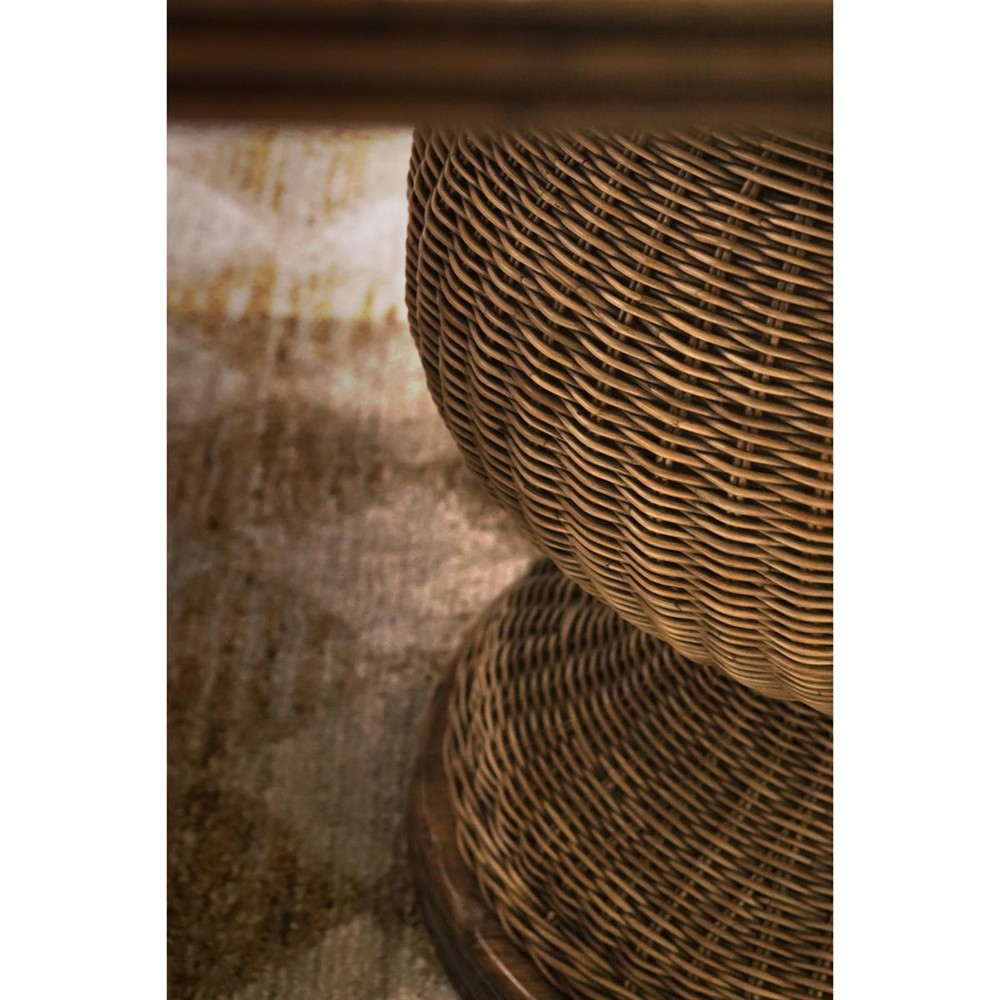 Camila Coastal Beach Brown Woven Rattan Rectangular Dining Table - 120 ...
