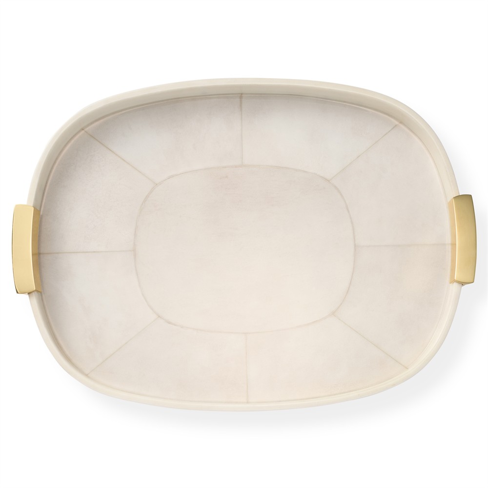 AERIN Livio Updated Traditional Cream Parchment Leather Decorative
