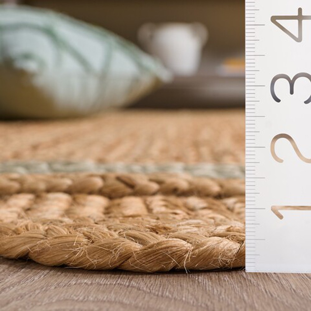 Jerome Coastal Beach Light Blue Border Scalloped Jute Rug - 3'x5' 3'x5 ...