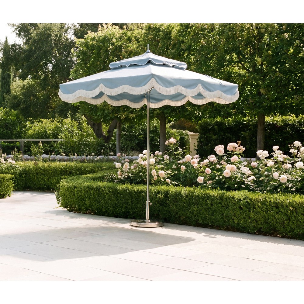 12 x 16 patio umbrella canvas Odette French Country Canvas Haze Sunbrella Umbrella