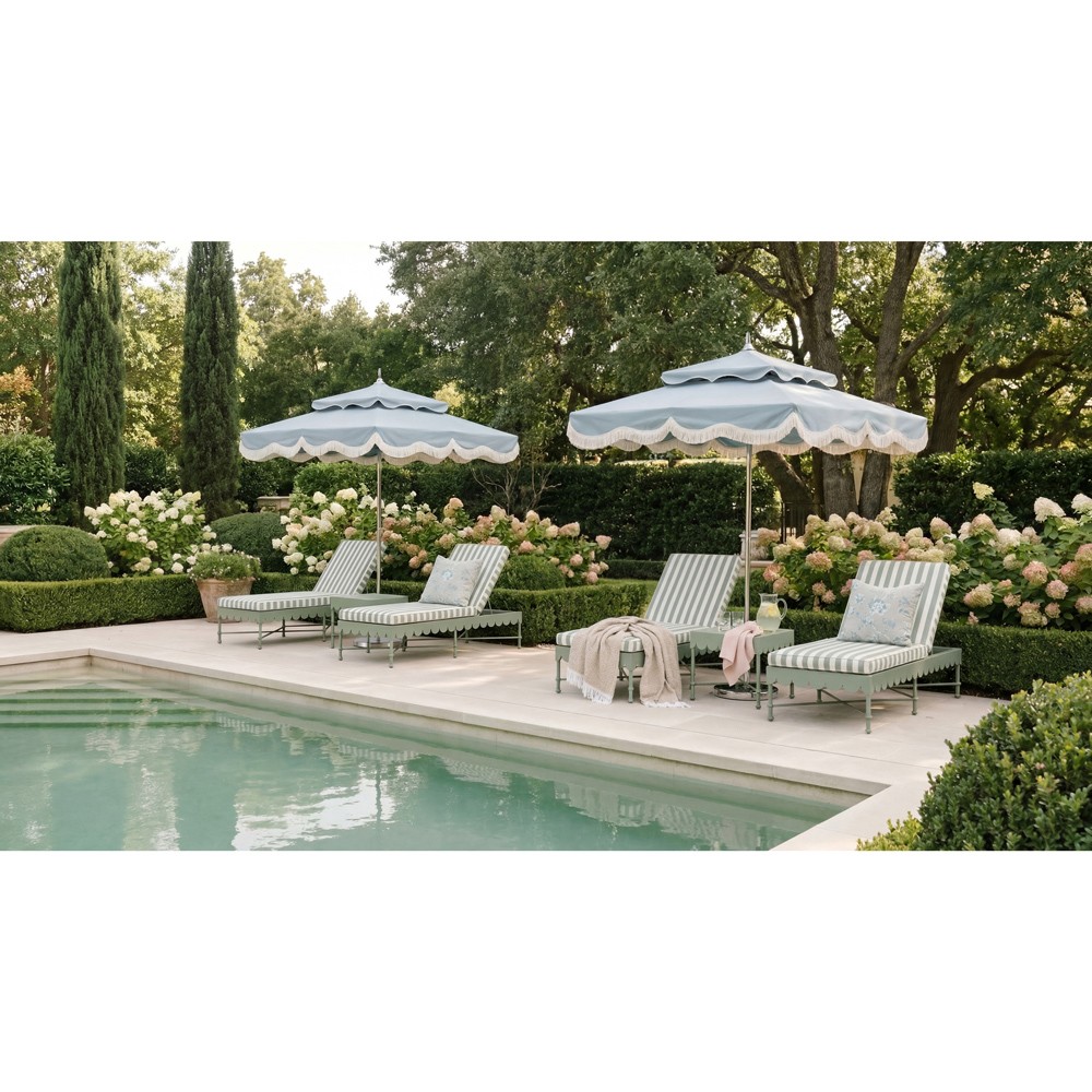 canvas patio table umbrella Odette French Country Canvas Haze Sunbrella Umbrella