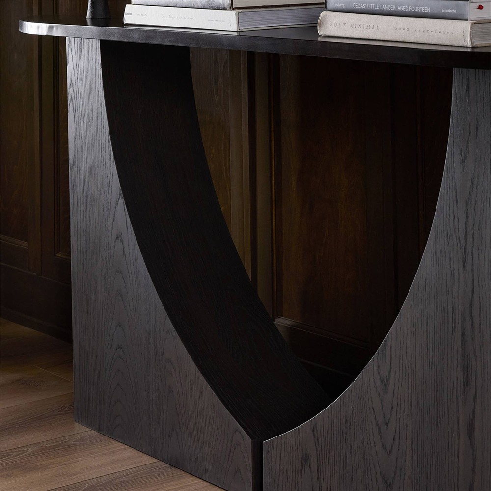 Maly Modern Classic Coffee Iron Espresso Oak Demilune Console