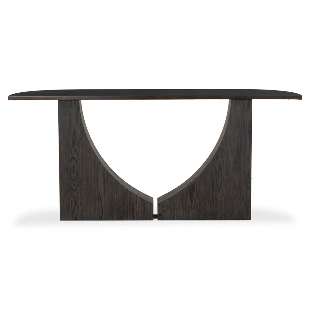 Maly Modern Classic Coffee Iron Espresso Oak Demilune Console