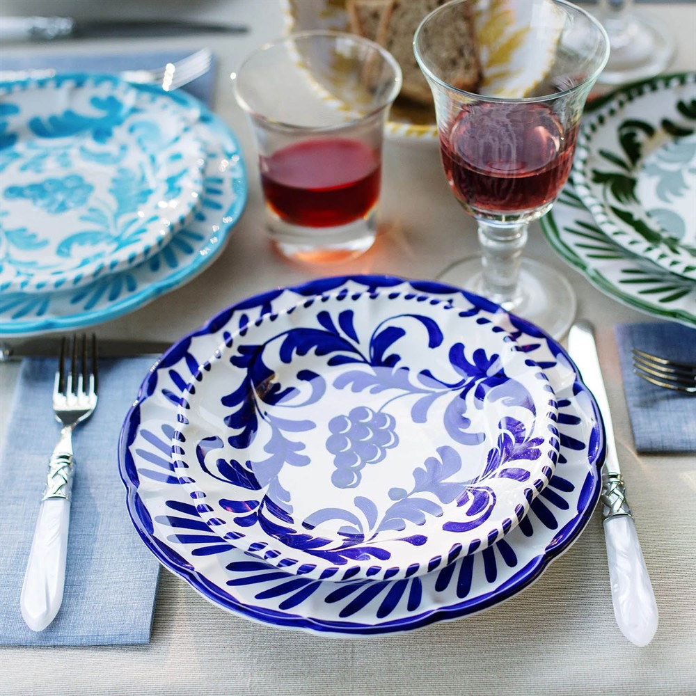 Arezzo French Country Cobalt Terracotta Dinner Plate | Kathy Kuo Home