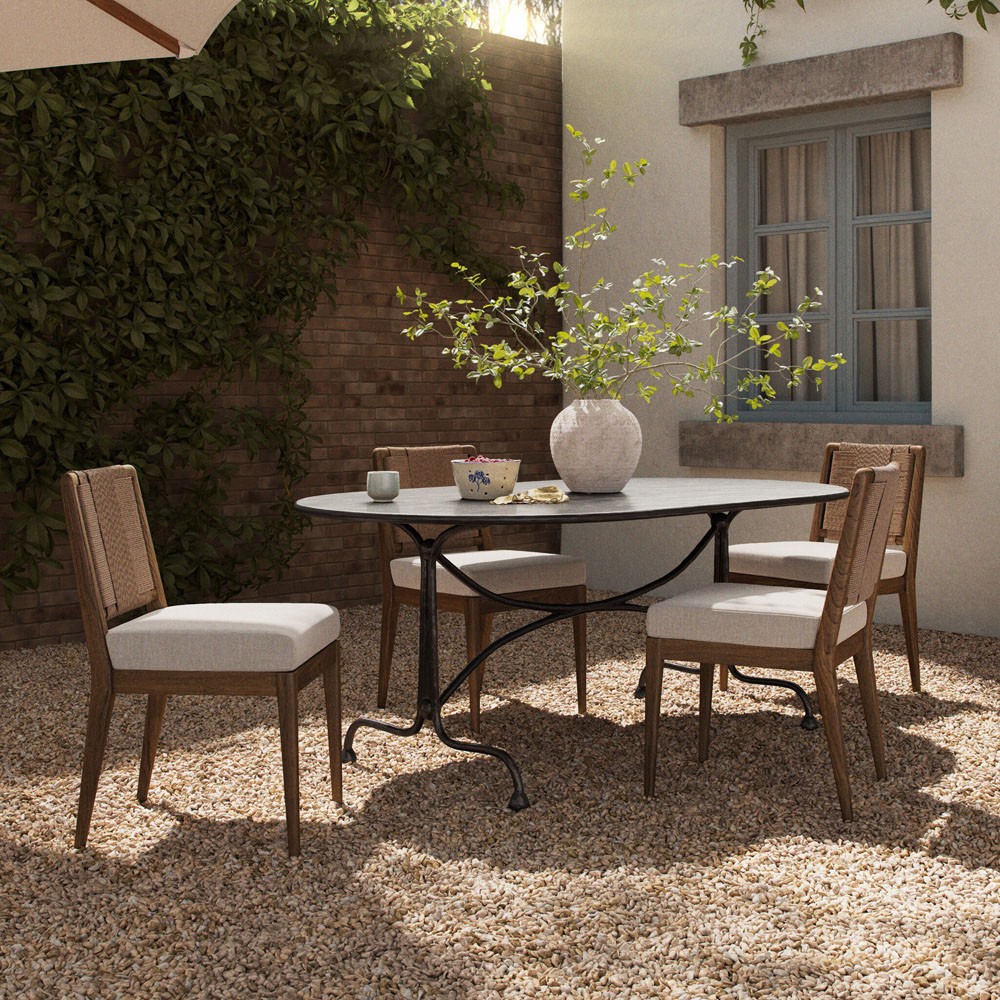 Lenoir Modern Classic Distressed Bronze Aluminum Oval Outdoor