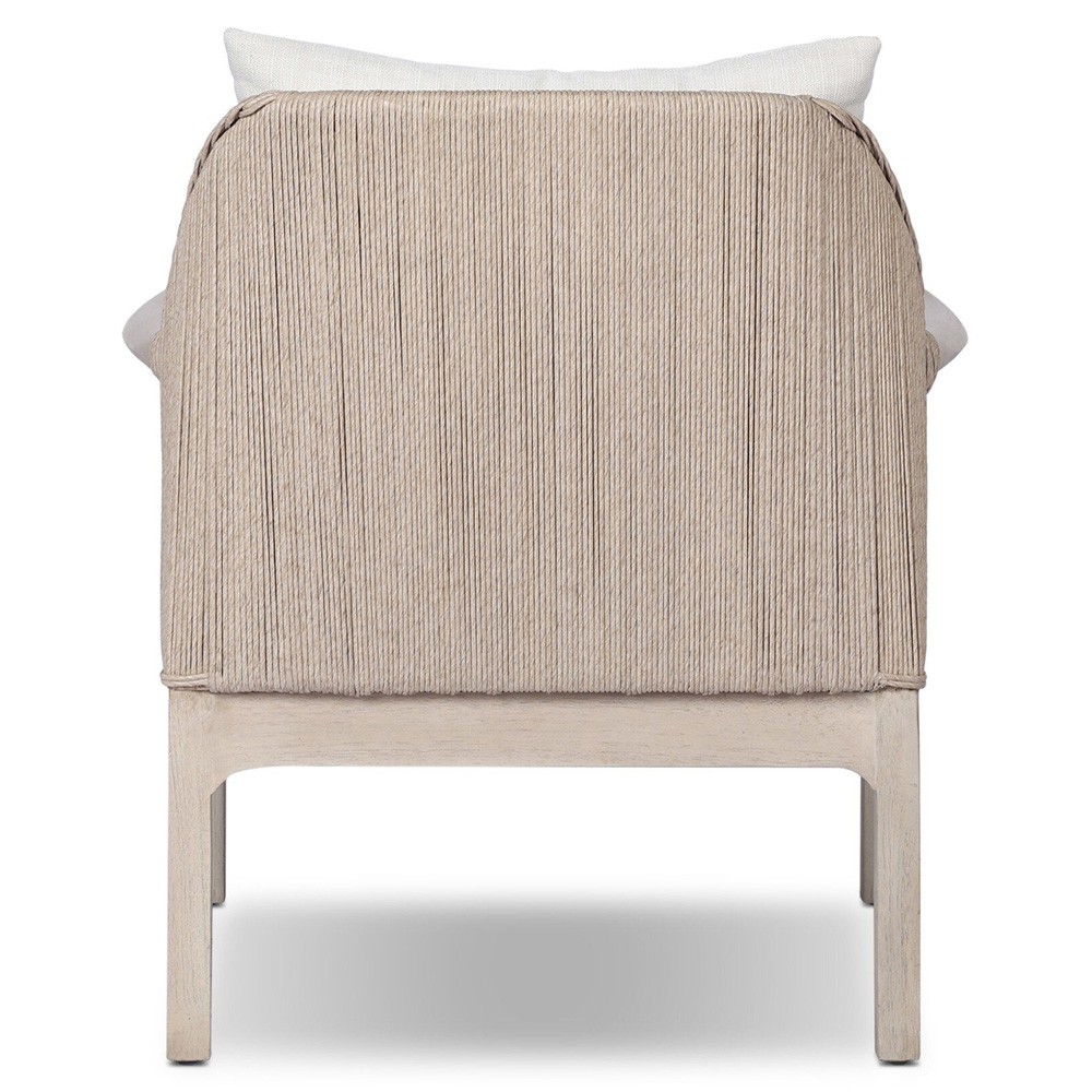 Gelina Coastal Beach Cream Teak Woven Outdoor Arm Chair | Kathy