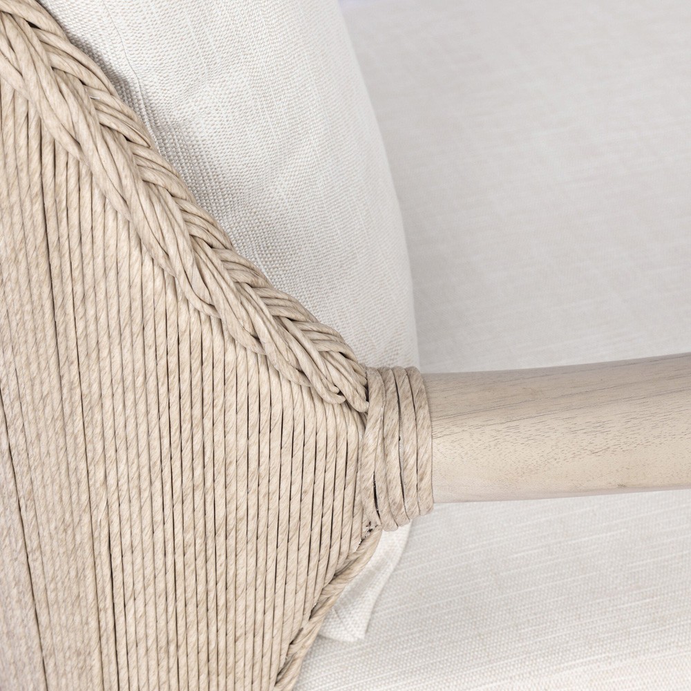 Gelina Coastal Beach Cream Teak Woven Outdoor Arm Chair | Kathy