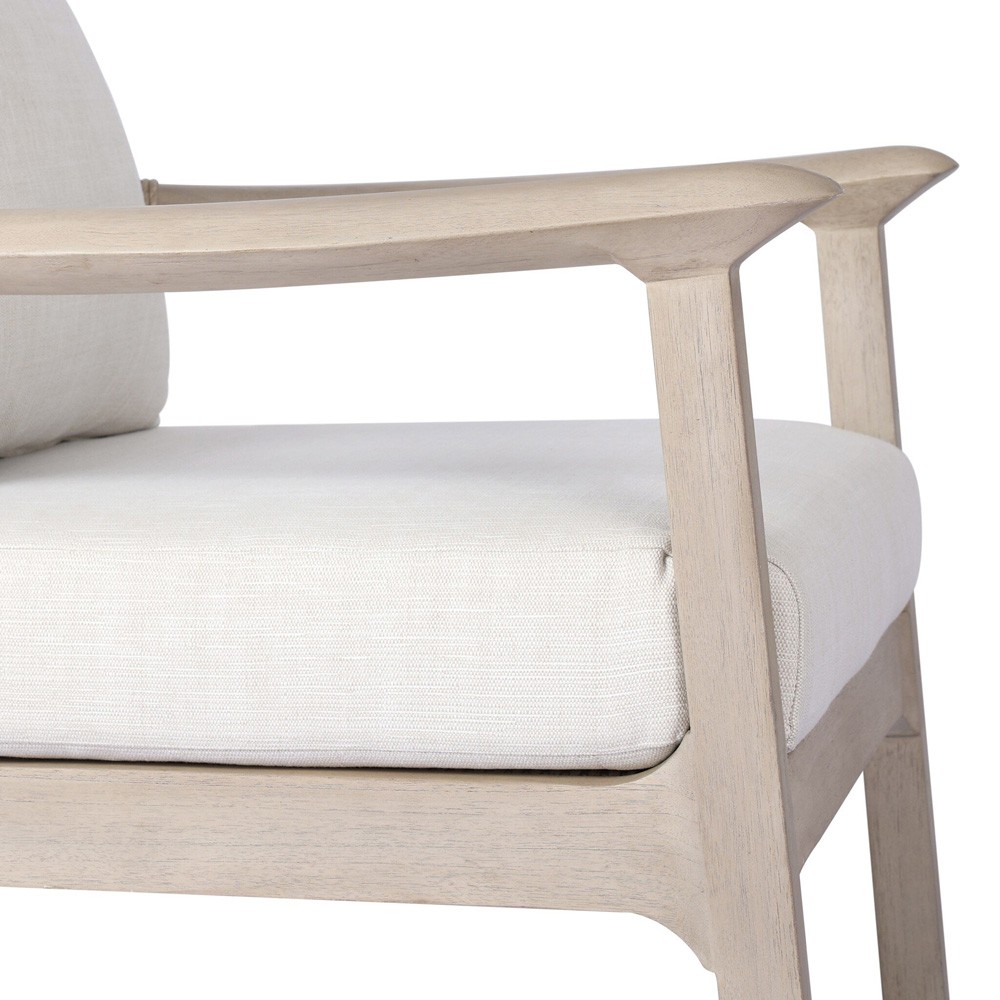 Gelina Coastal Beach Cream Teak Woven Outdoor Arm Chair | Kathy