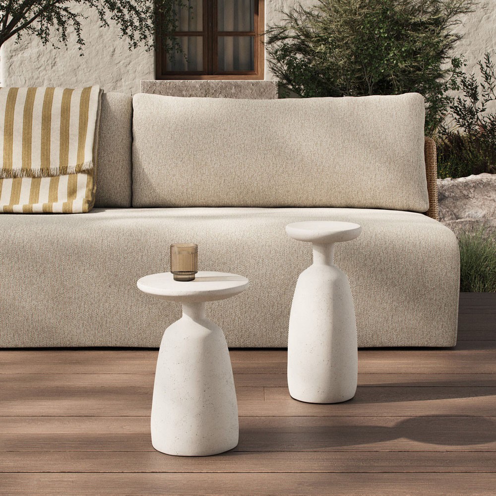 Ramara Modern Classic Aged White Concrete Round Outdoor Nesting