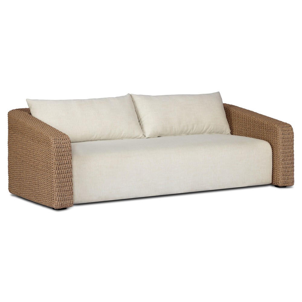 Westby Coastal Beach Brown Woven Outdoor Sofa - 88