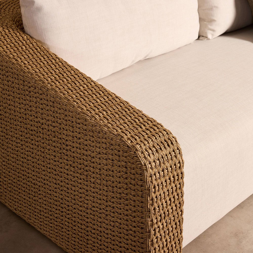 Westby Coastal Beach Brown Woven Outdoor Sofa - 88