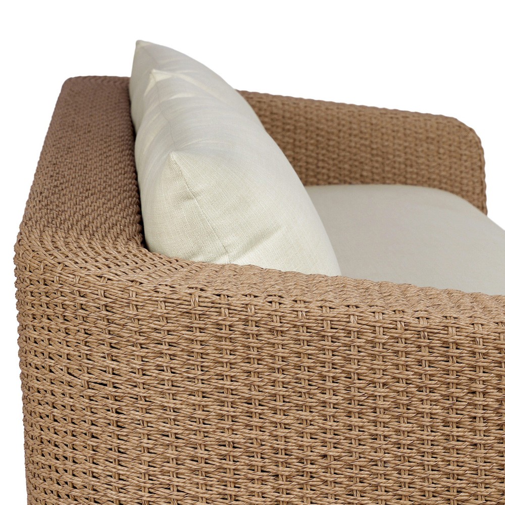 Westby Coastal Beach Brown Woven Outdoor Sofa - 88