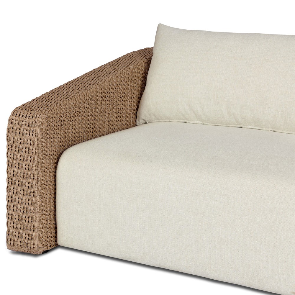 Westby Coastal Beach Brown Woven Outdoor Sofa - 88
