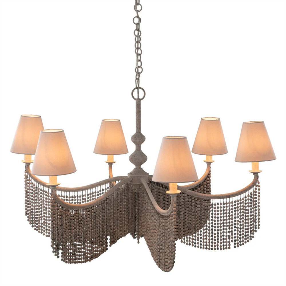 Halifax Updated Traditional White Coco Beaded Chandelier Medium