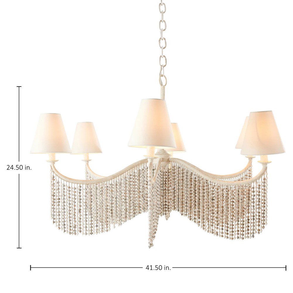 Halifax Updated Traditional White Coco Beaded Chandelier Medium