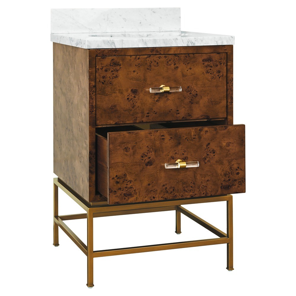 Worlds Away Clifford Modern Classic White Marble Burl Vanity Sink