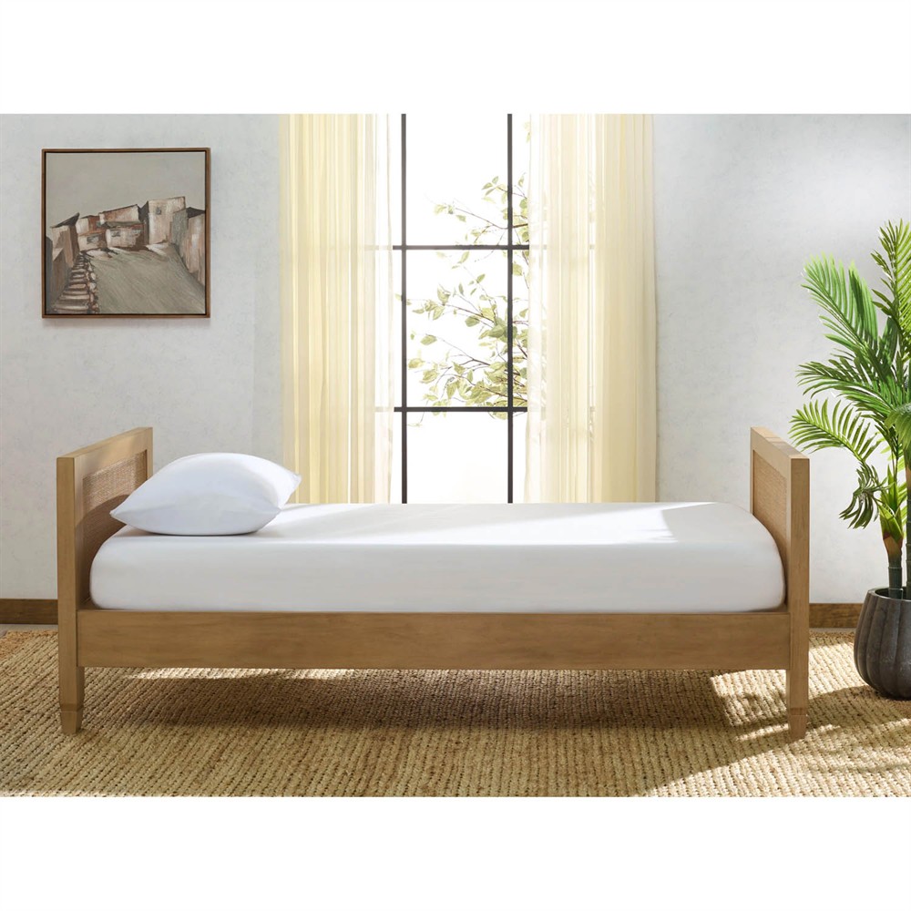 Helena Coastal Beach Natural Mahogany Woven Cane Daybed | Kathy