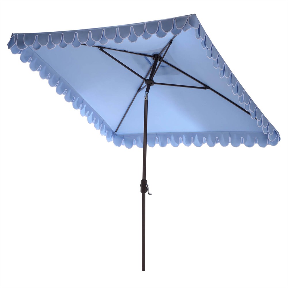 blue square patio umbrella Sylvie Modern Classic Light Blue Square Scalloped Patio Umbrella