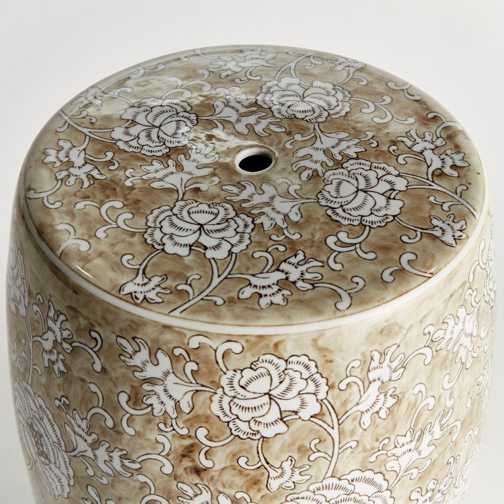 Lavinia Updated Traditional Brown Ceramic Outdoor Garden Stool