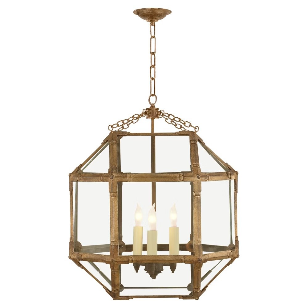 Visual Comfort Morris Traditional Gilded Iron Clear Glass Lantern