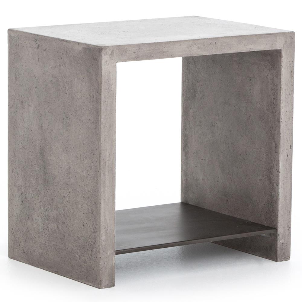 Matthew Industrial Loft Grey Concrete Rectangular Side Table|
